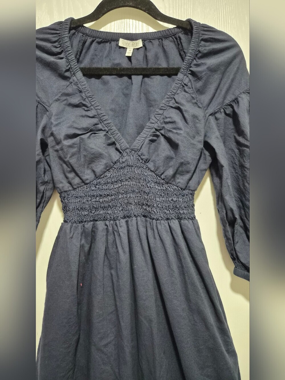 Patrons Of Peace Navy Blue Smocked Waist Maxi Dress Size XS - Picture 5 of 11